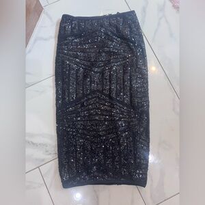 Windsor Black Sequin Pencil Skirt
